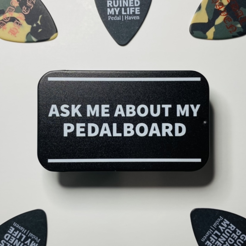 Ask Me About My Pedalboard Pick Tin (with picks)